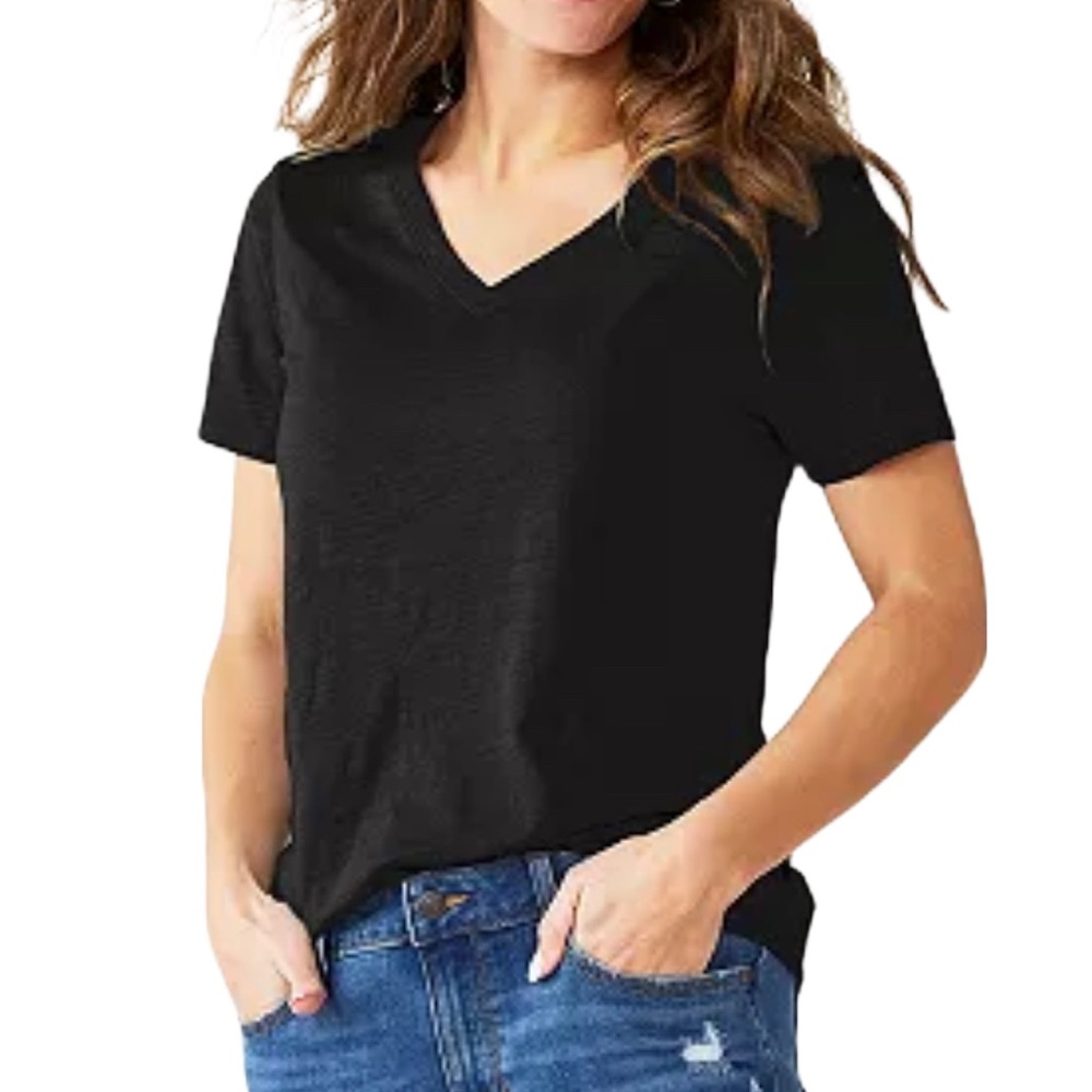 NEW Stance Womens BLACK V Neck VNeck T-Shirt Soft Pima Cotton MEDIUM M